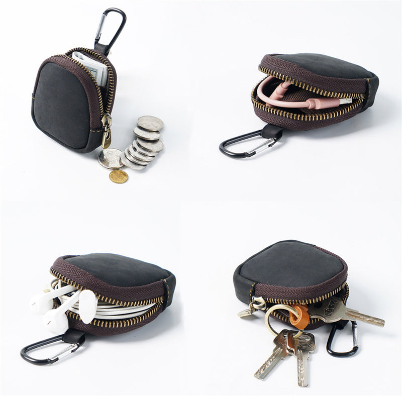 Mini Cowhide Backpack-Shaped Coin Purse - Keychain Bag & Earphone Pouch