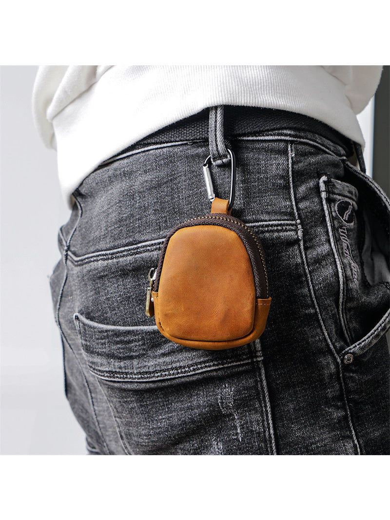 Mini Cowhide Backpack-Shaped Coin Purse - Keychain Bag & Earphone Pouch