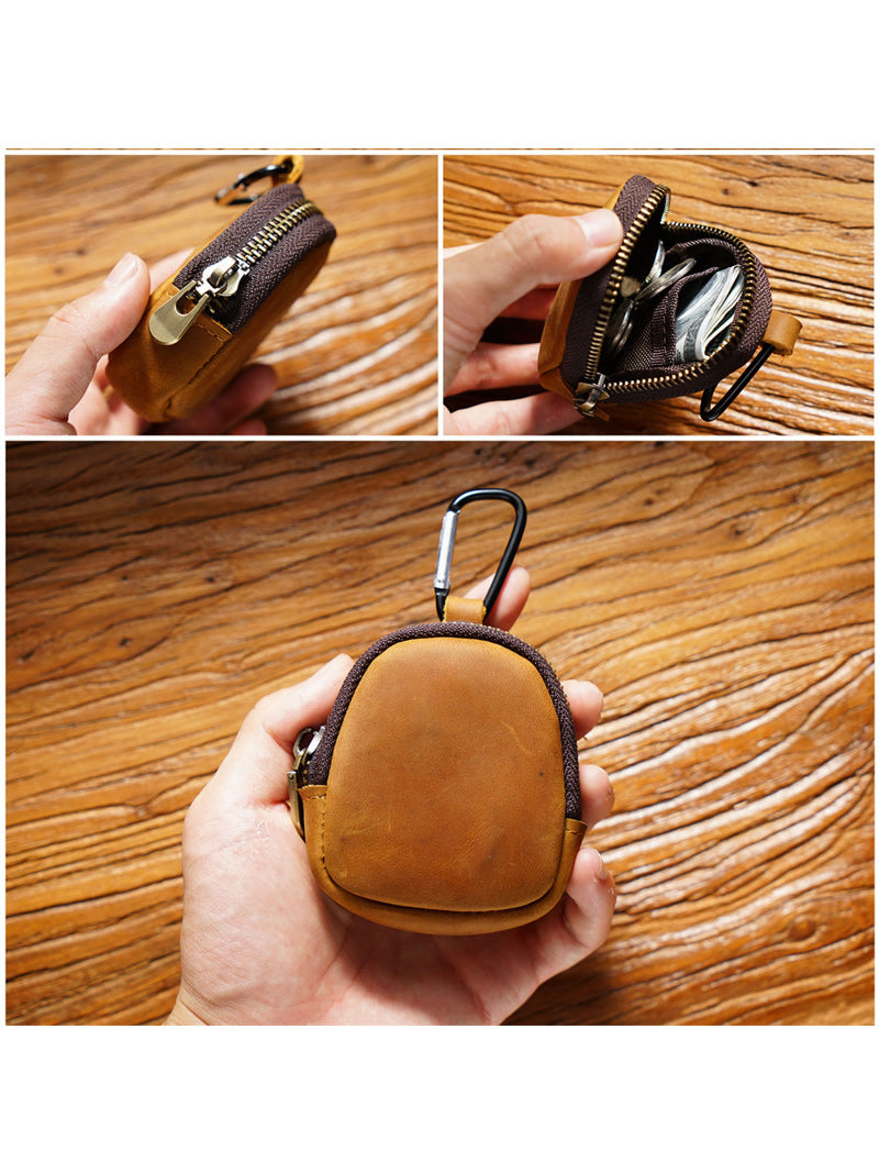 Mini Cowhide Backpack-Shaped Coin Purse - Keychain Bag & Earphone Pouch