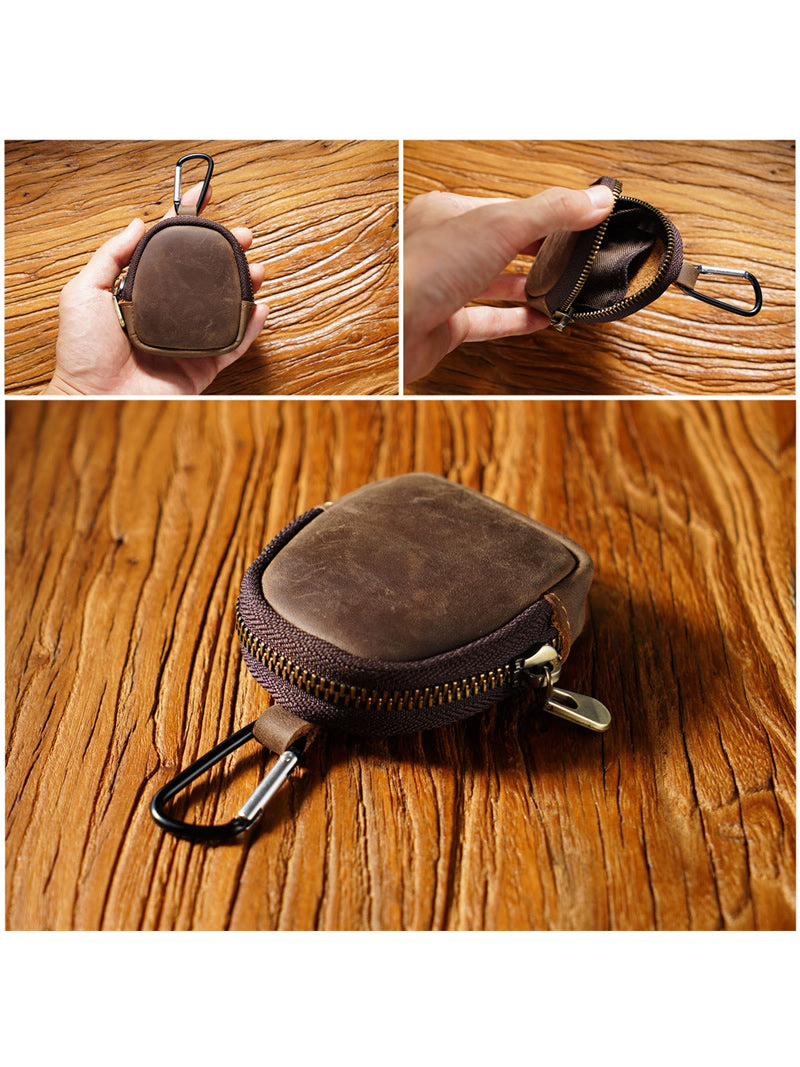 Mini Cowhide Backpack-Shaped Coin Purse - Keychain Bag & Earphone Pouch