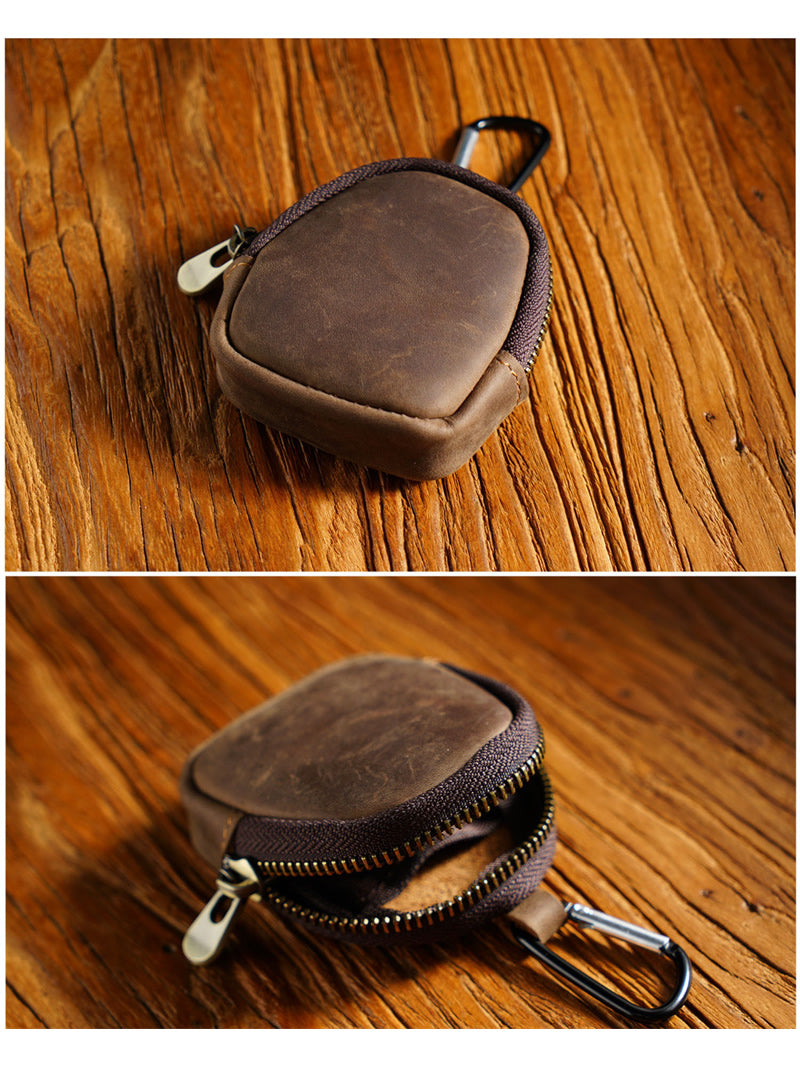 Mini Cowhide Backpack-Shaped Coin Purse - Keychain Bag & Earphone Pouch
