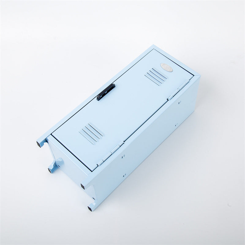 Mini Metal Locker Desktop Storage Cabinet, Small Lockable Metal Locker Box with Lock, Multi‑Tier Inner Shelf, Tabletop Safe Organizer for Stationery, Trinkets, Private Small Belongings