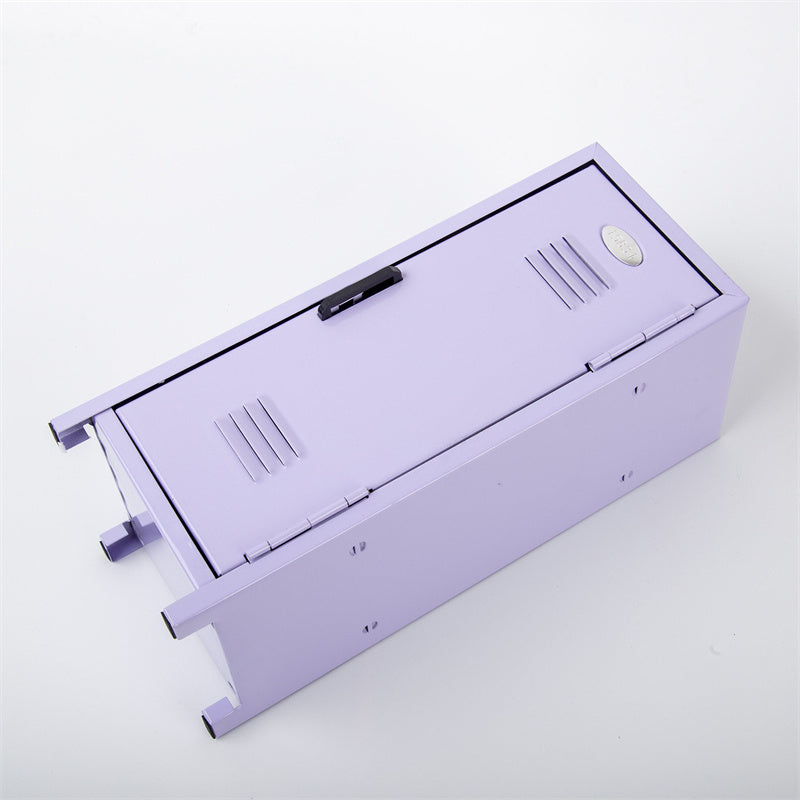 Mini Metal Locker Desktop Storage Cabinet, Small Lockable Metal Locker Box with Lock, Multi‑Tier Inner Shelf, Tabletop Safe Organizer for Stationery, Trinkets, Private Small Belongings