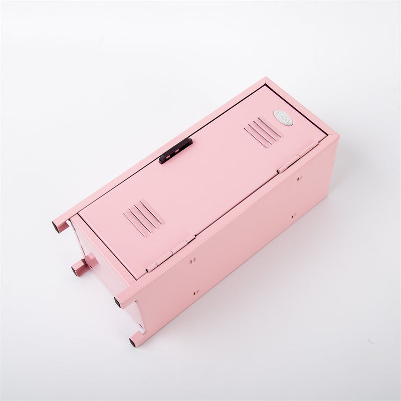 Mini Metal Locker Desktop Storage Cabinet, Small Lockable Metal Locker Box with Lock, Multi‑Tier Inner Shelf, Tabletop Safe Organizer for Stationery, Trinkets, Private Small Belongings