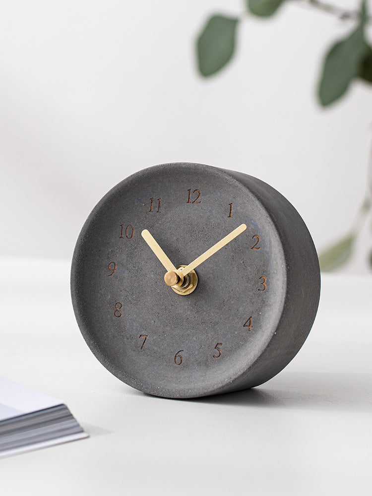 Modern Desktop Clock Minimalist Artistic Cement Desktop Clock: Office Decor Accent – MoreAngle