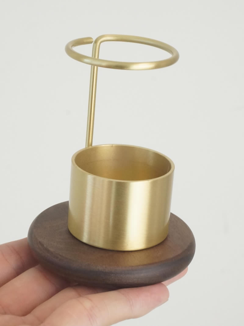 Minimalist Black Walnut Wood & Solid Brass Pen Holder, Luxury Desktop Organizer, Decorative Desk Accessory, Unique Gift for Writers & Office