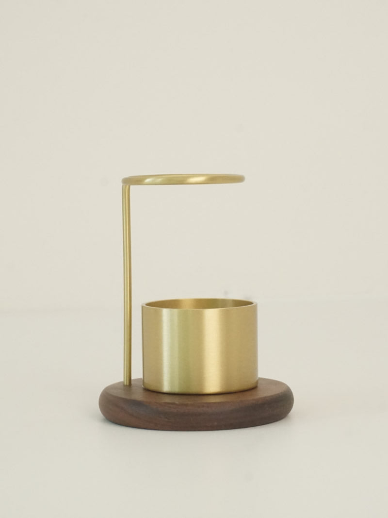 Minimalist Black Walnut Wood & Solid Brass Pen Holder, Luxury Desktop Organizer, Decorative Desk Accessory, Unique Gift for Writers & Office
