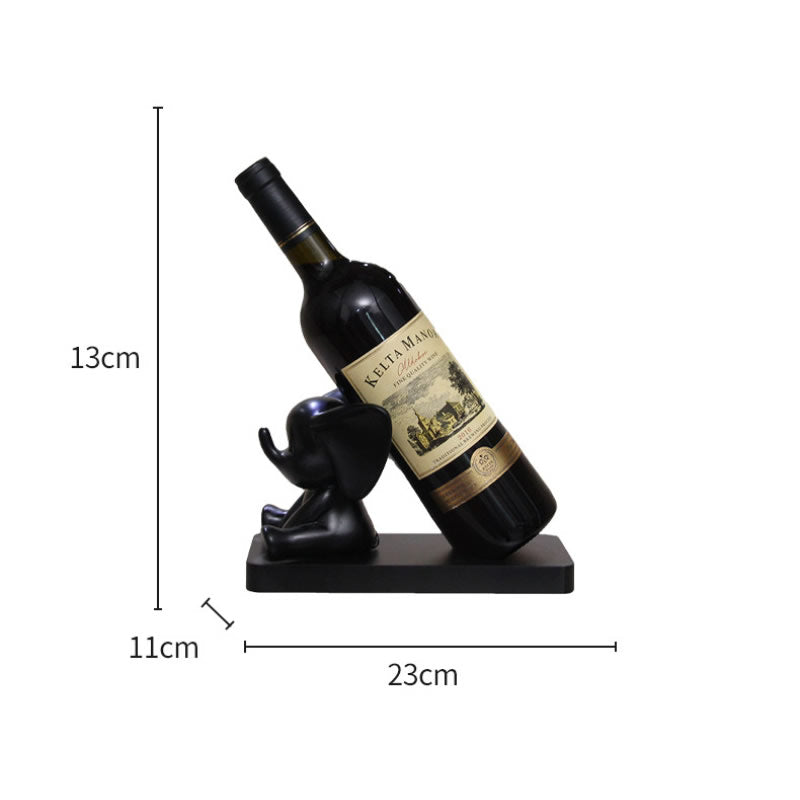 Minimalist Black & White Sitting Elephant Resin Wine Rack, Single Bottle Elephant Wine Holder , Modern Cabinet Table Decor Ornament