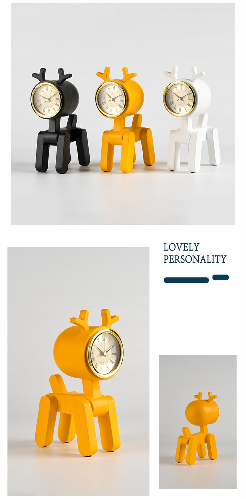 Minimalist Deer Desk Clock - Elegant Animal-Shaped Analog Clock