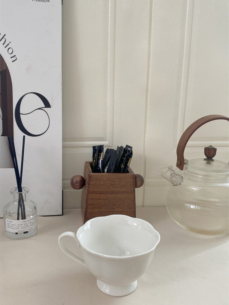 Minimalist Square Walnut Pen Holder - Sleek Desk Organizer for Pencils & Brushes