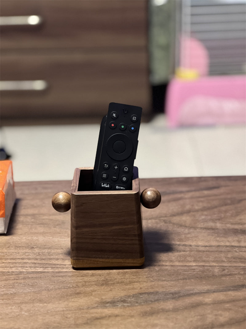 Minimalist Square Walnut Pen Holder - Sleek Desk Organizer for Pencils & Brushes