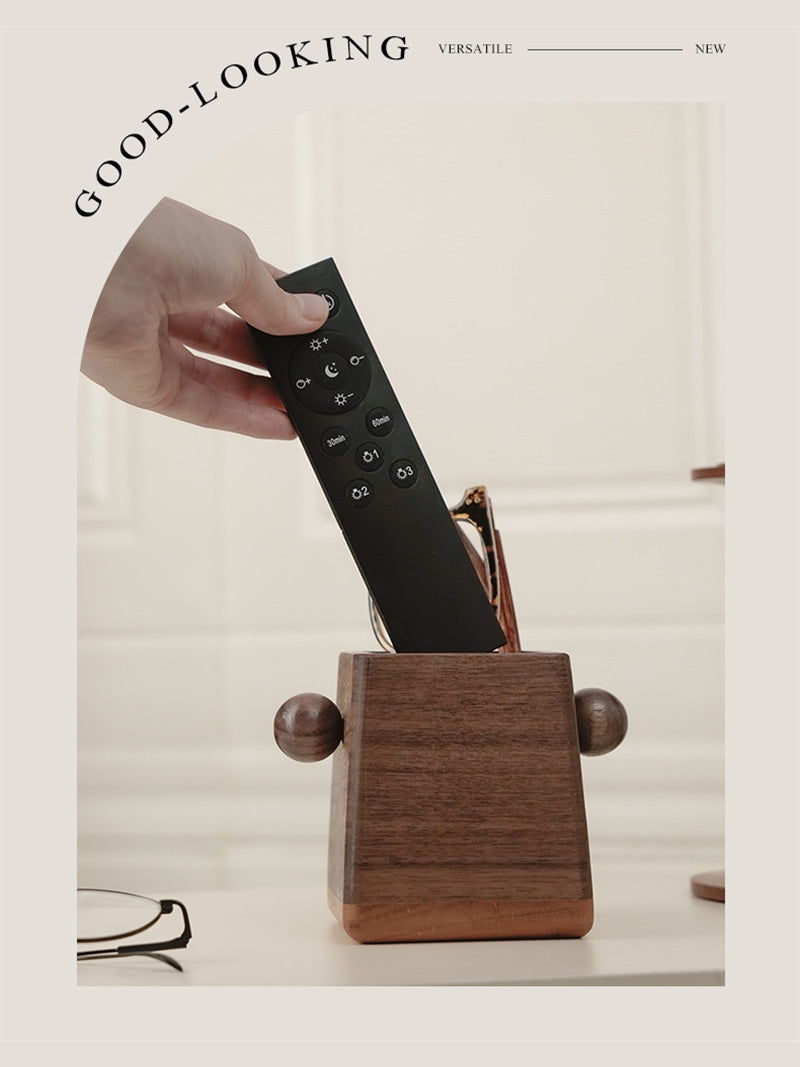Minimalist Square Walnut Pen Holder - Sleek Desk Organizer for Pencils & Brushes