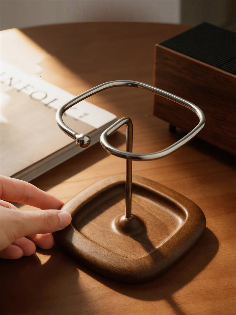 Minimalist TV Remote Caddy with Walnut Base,Wooden Remote Control Holder, Desk Organizer,Pen Holder