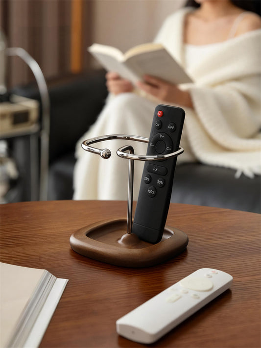 Minimalist TV Remote Caddy with Walnut Base,Wooden Remote Control Holder, Desk Organizer,Pen Holder