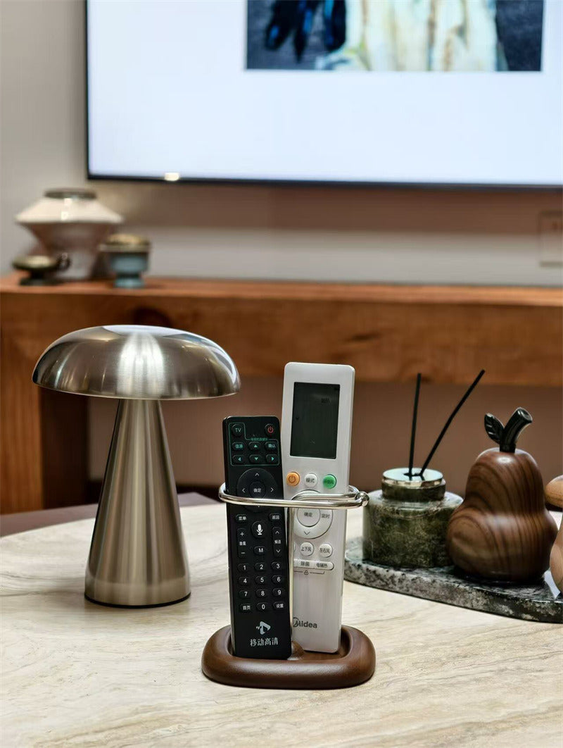 Minimalist TV Remote Caddy with Walnut Base,Wooden Remote Control Holder, Desk Organizer,Pen Holder