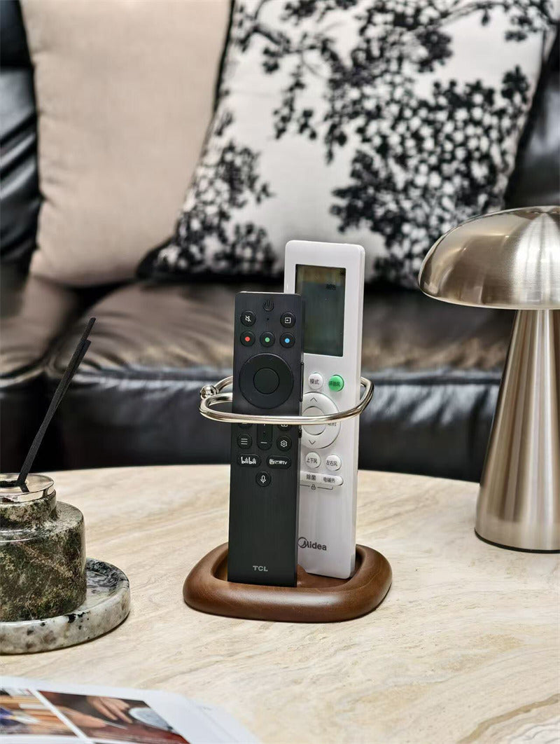 Minimalist TV Remote Caddy with Walnut Base,Wooden Remote Control Holder, Desk Organizer,Pen Holder