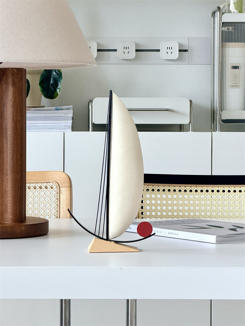 Minimalist Wrought Iron Sailboat Tabletop Sculpture, Abstract Metal Sail Boat Desk Ornament, Unique Graduation & Housewarming Gift for Home Office
