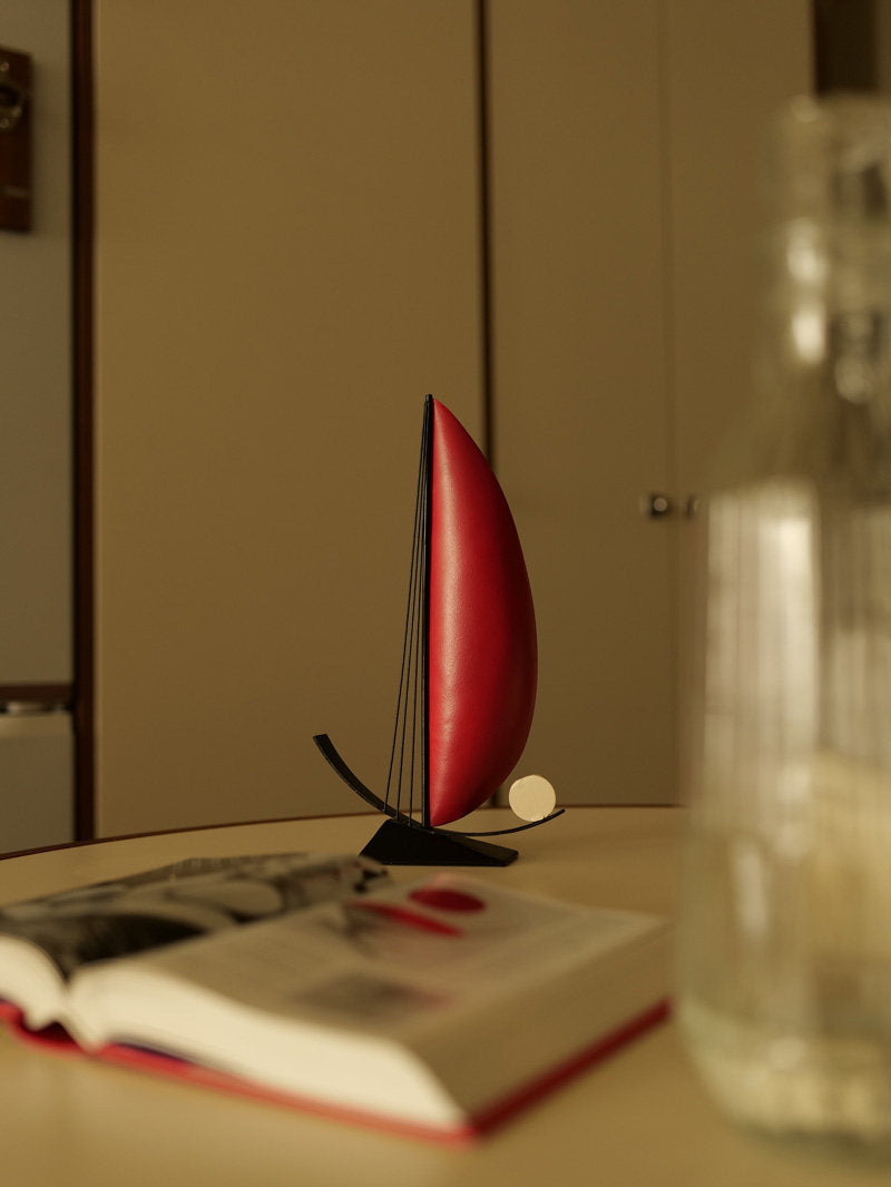Minimalist Wrought Iron Sailboat Tabletop Sculpture, Abstract Metal Sail Boat Desk Ornament, Unique Graduation & Housewarming Gift for Home Office