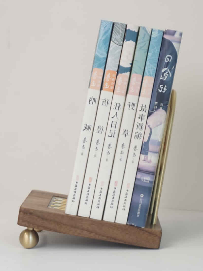 Modern Office Wood & Brass Bookend - Stylish Book Organization