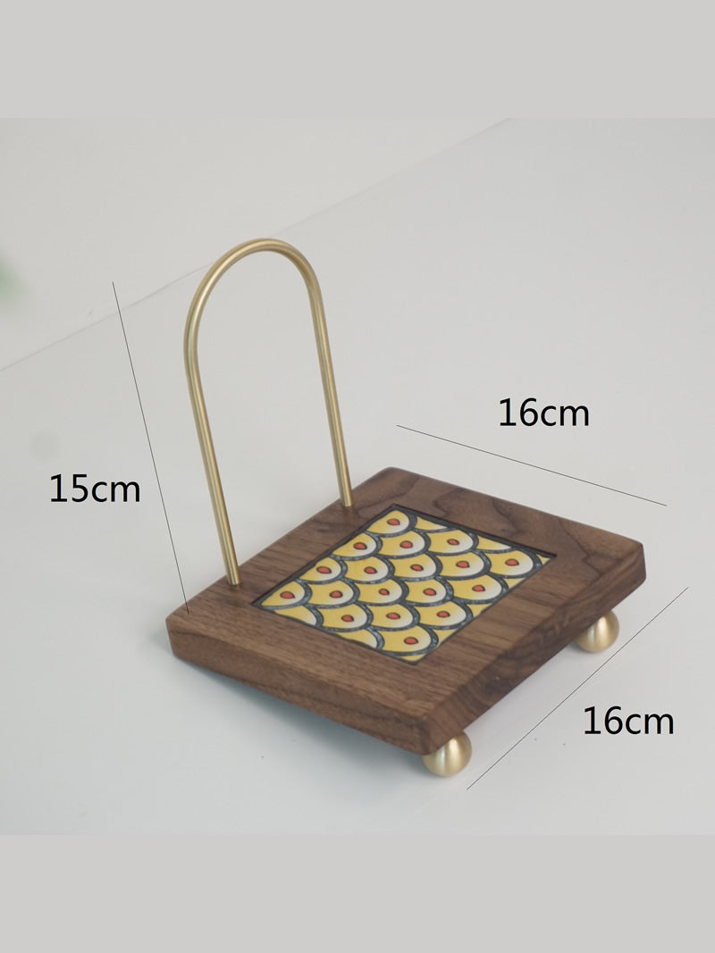 Modern Office Wood & Brass Bookend - Stylish Book Organization