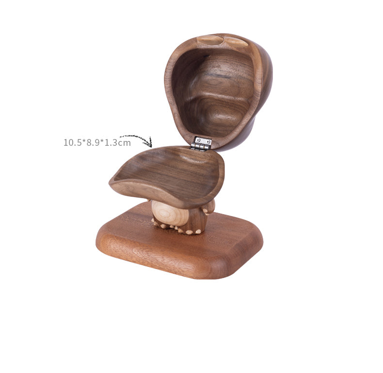 Mr. Hippo Walnut Jewelry Box - Elegant Wooden Trinket Tray , Desktop Decor & Gift