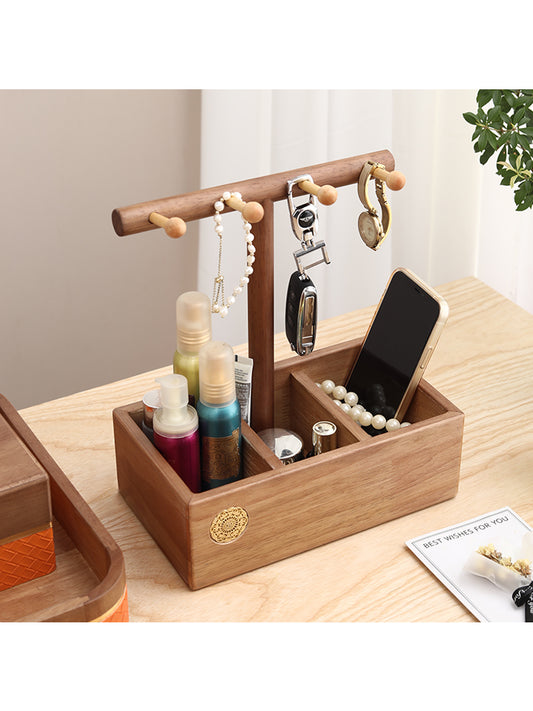Multifunctional Wooden Desktop Organizing Storage Boxes, Key Holder