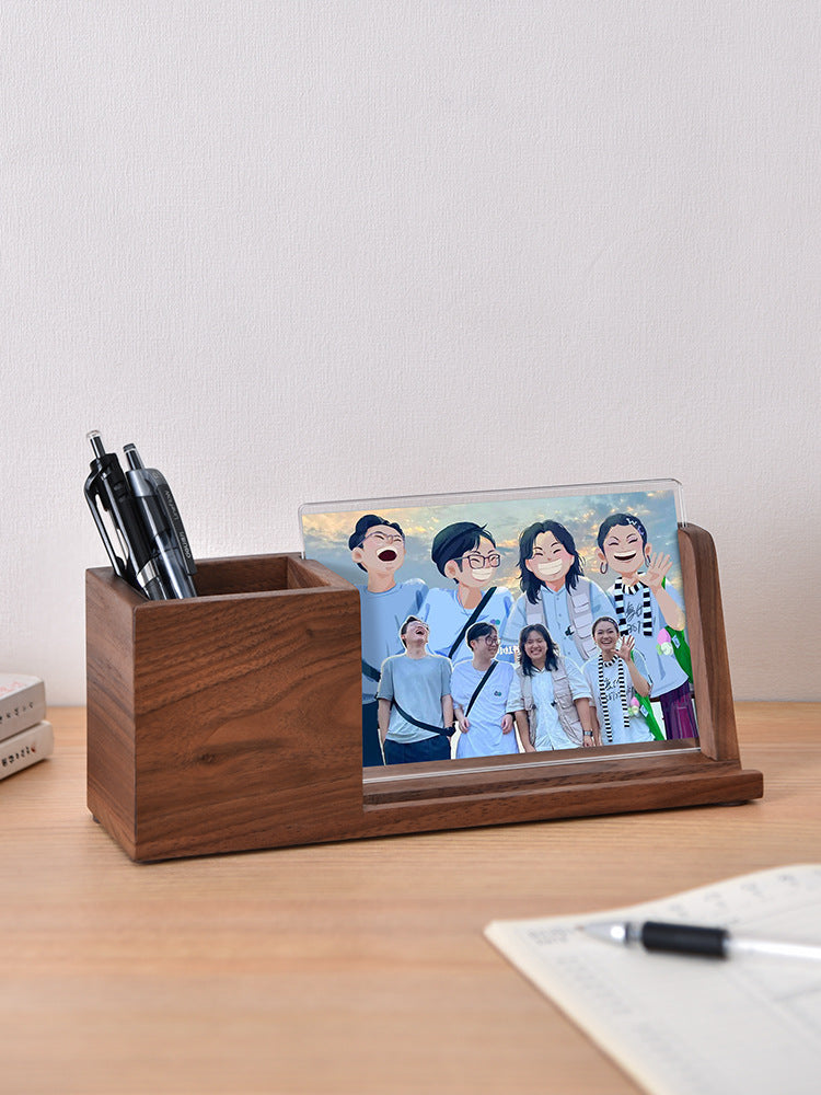 Multifunctional Wooden Pen Holder - Organizer, Photo Frame, and Phone ...