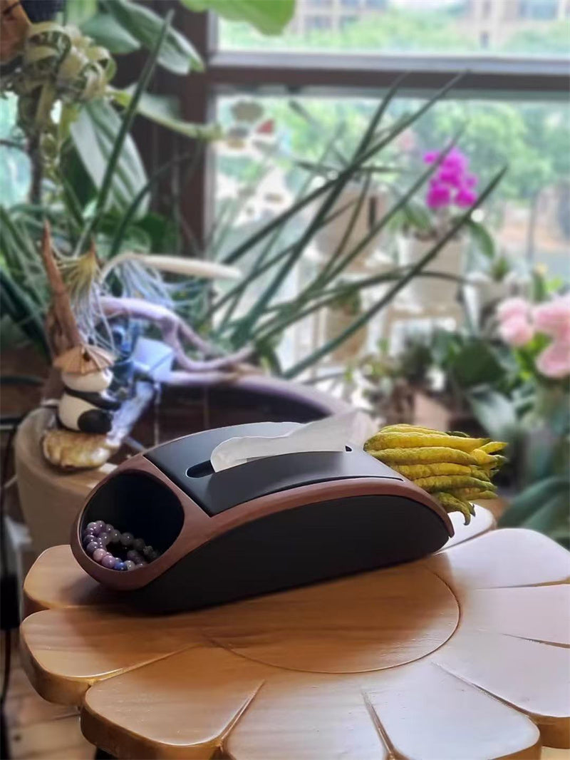 Multifunctional Wooden Tissue Box Holder with Storage Compartment