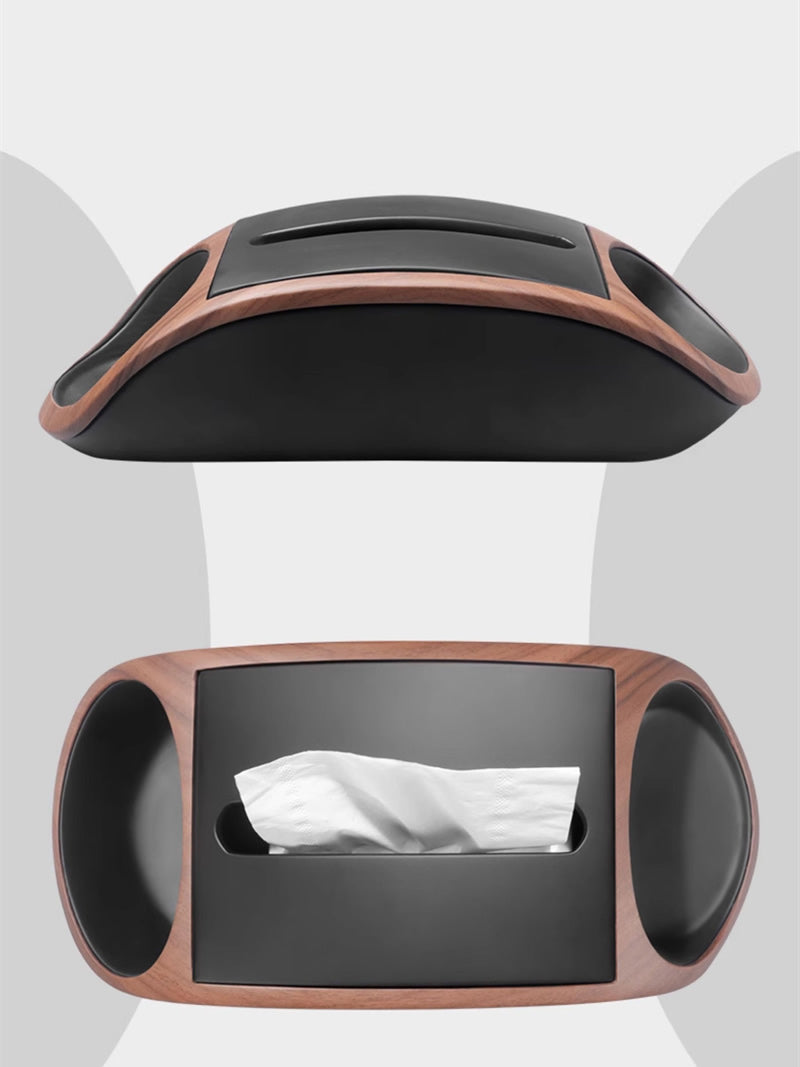 Multifunctional Wooden Tissue Box Holder with Storage Compartment