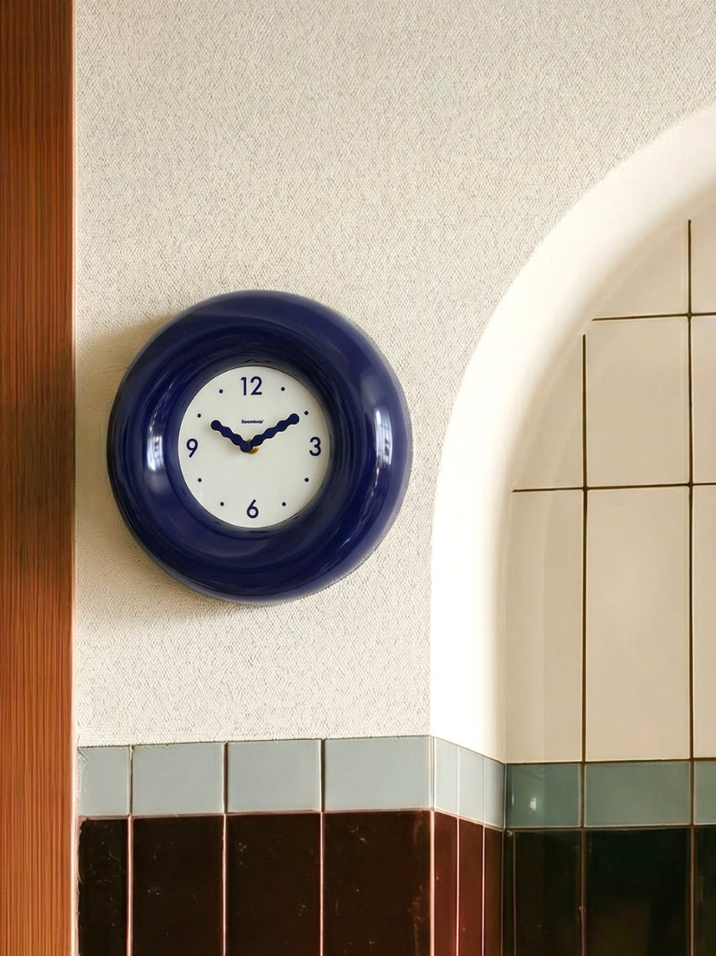 Sapphire Color Bubble Donut Wall Clock - Round Silent Art Clock for Home&Office Decor