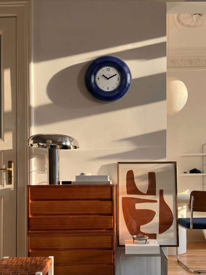 Sapphire Color Bubble Donut Wall Clock - Round Silent Art Clock for Home&Office Decor