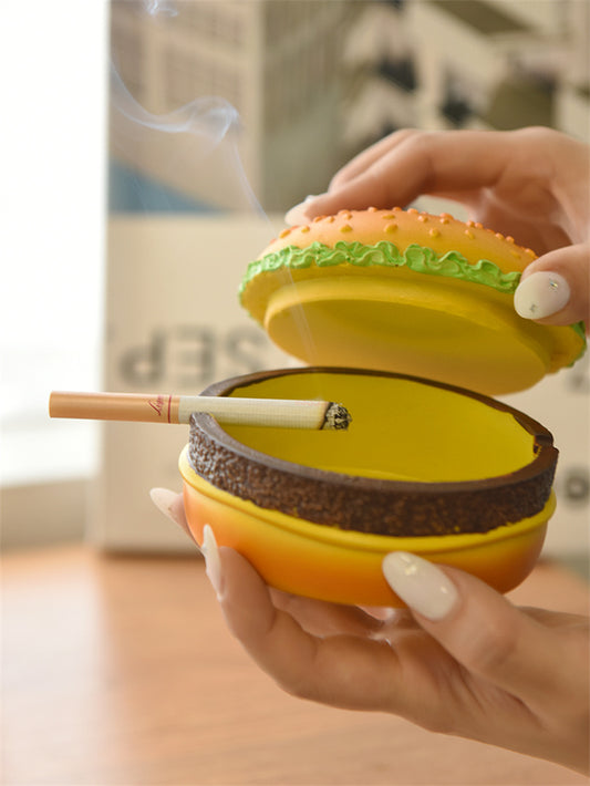 Novelty Hamburger - Shaped Ashtray, Fun Resin Cigarette Ash Holder