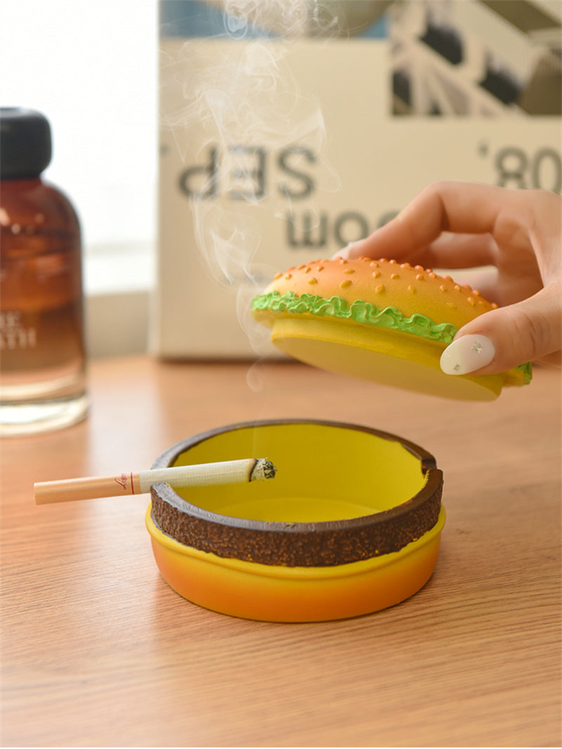 Novelty Hamburger - Shaped Ashtray, Fun Resin Cigarette Ash Holder