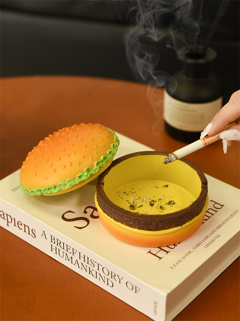 Novelty Hamburger - Shaped Ashtray, Fun Resin Cigarette Ash Holder