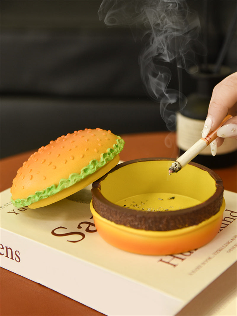Novelty Hamburger - Shaped Ashtray, Fun Resin Cigarette Ash Holder