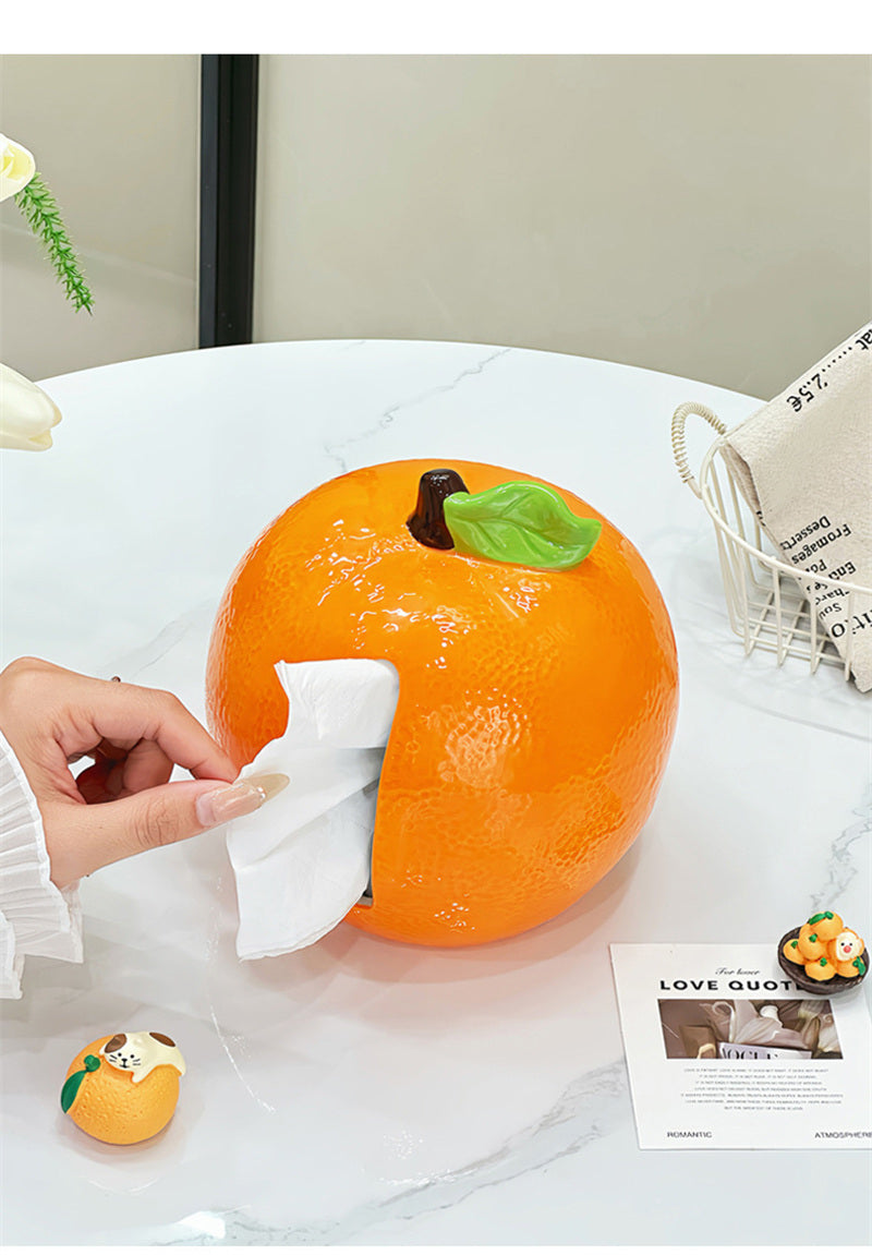 Orange Tissue Box – Realistic Ceramic Fruit Design, Fun Home Decor Accent