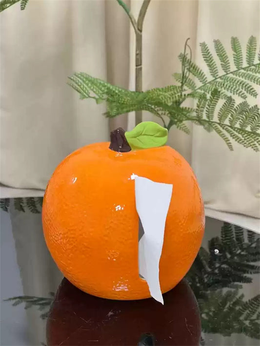 Orange Tissue Box – Realistic Ceramic Fruit Design, Fun Home Decor Accent