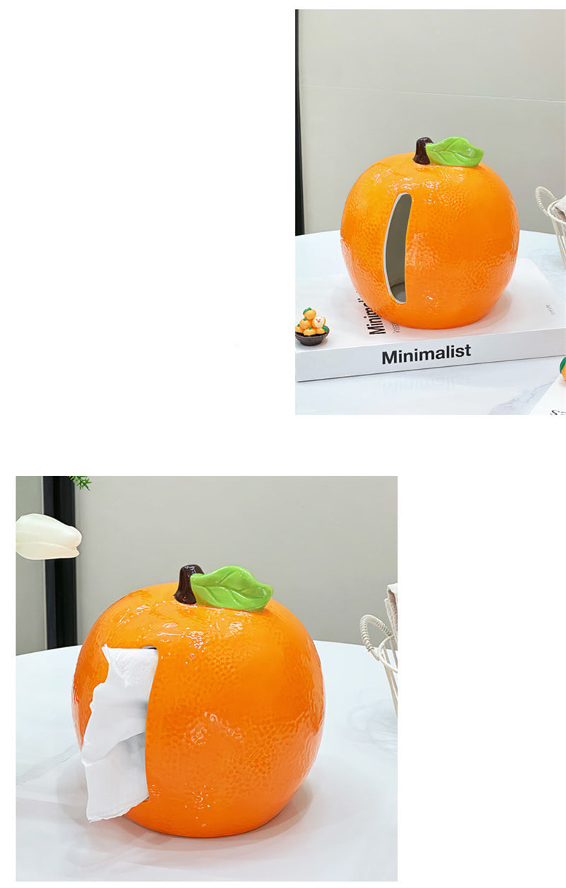 Orange Tissue Box – Realistic Ceramic Fruit Design, Fun Home Decor Accent