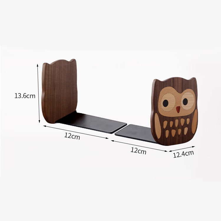 Owl-Shaped Wood Bookend - Cute Decorative Book Organizer for Desks, Bookshelves & Studies