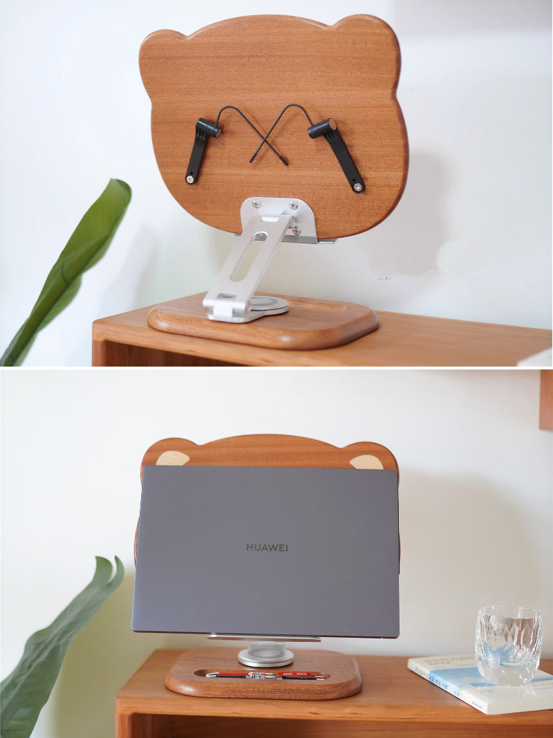 Panda Wooden Ipad Stand: Foldable Rotatable Tablet Holder Reading Rack ...