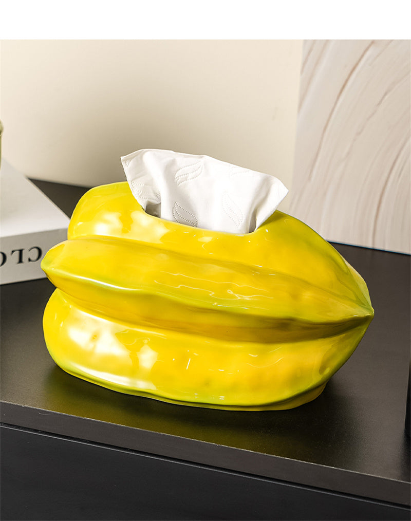 Peach shaped ceramic tissue box, fruit desktop tissue holder and decoration