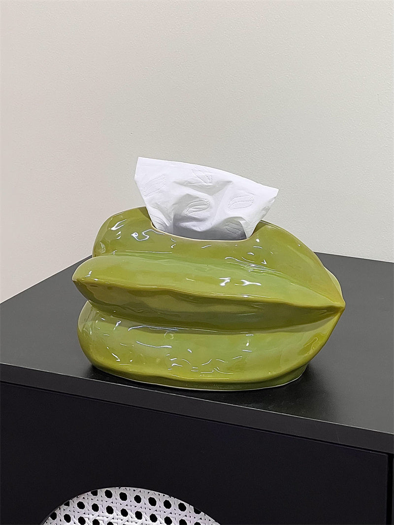 Peach shaped ceramic tissue box, fruit desktop tissue holder and decoration