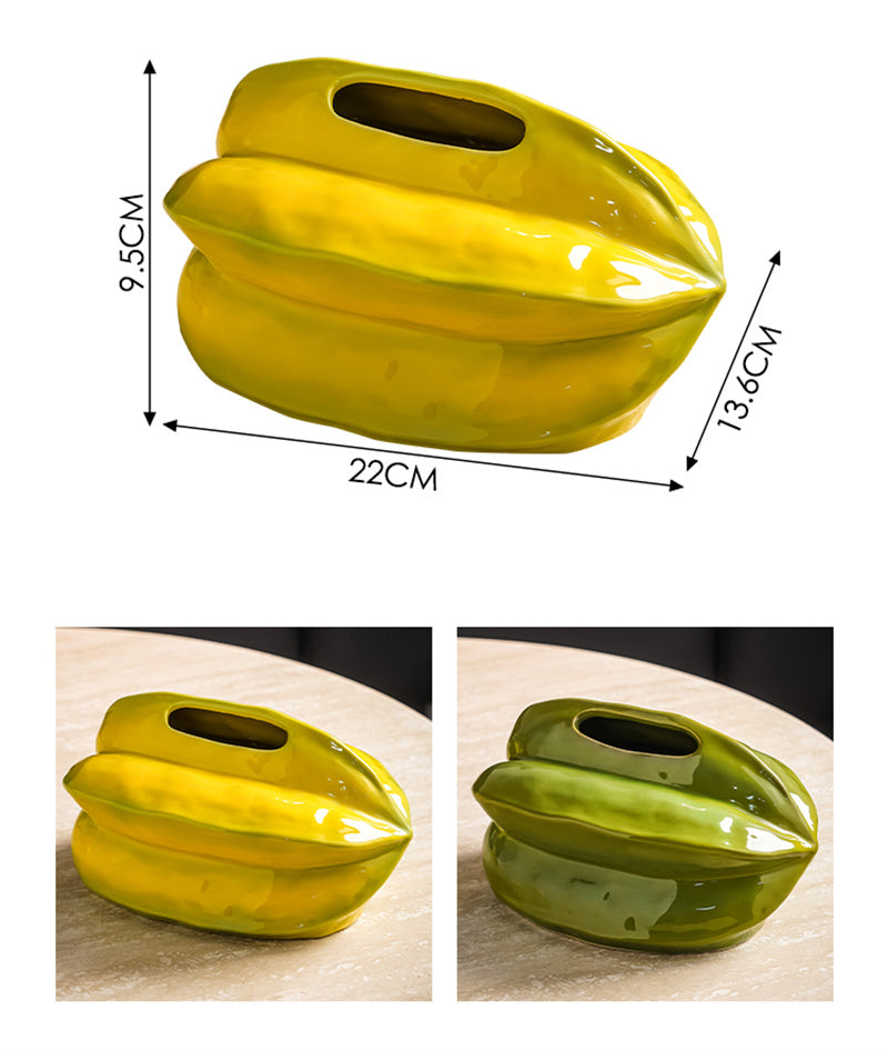 Peach shaped ceramic tissue box, fruit desktop tissue holder and decoration