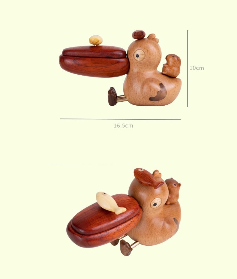 Pelican-Shaped Wood Large Mouth Toothpick Holder  & Small Storage Box for Kitchen Dining Table