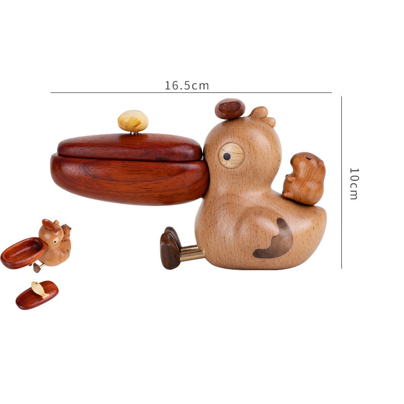 Pelican-Shaped Wood Large Mouth Toothpick Holder  & Small Storage Box for Kitchen Dining Table