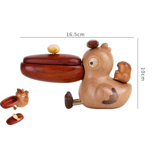Pelican-Shaped Wood Large Mouth Toothpick Holder  & Small Storage Box for Kitchen Dining Table