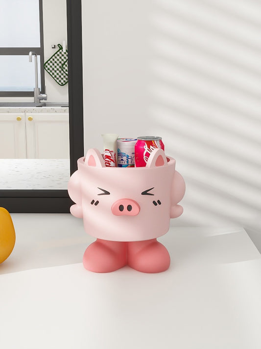 Pink Shy Piggy Office Desk Organizer Storage Box,Home Decor