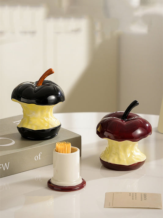 Playful Apple Core Toothpick & Cotton Bud Holder - A Fun Twist on Everyday Essentials