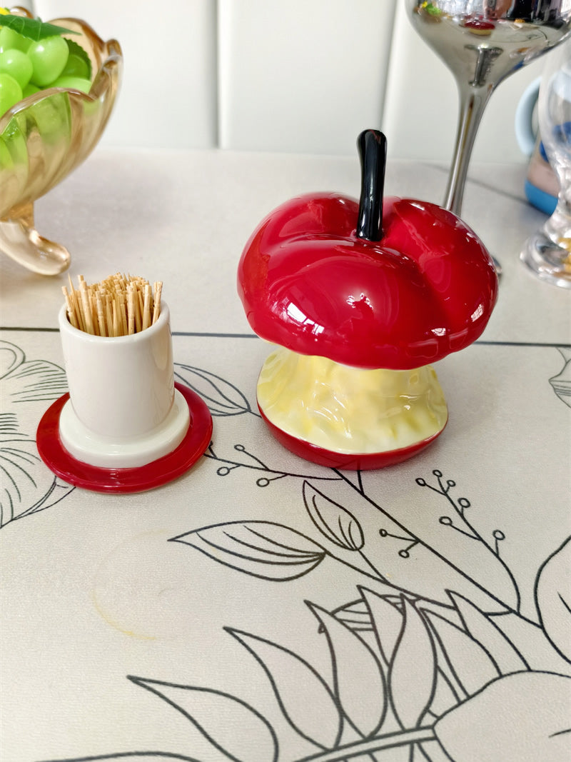 Playful Apple Core Toothpick & Cotton Bud Holder - A Fun Twist on Everyday Essentials