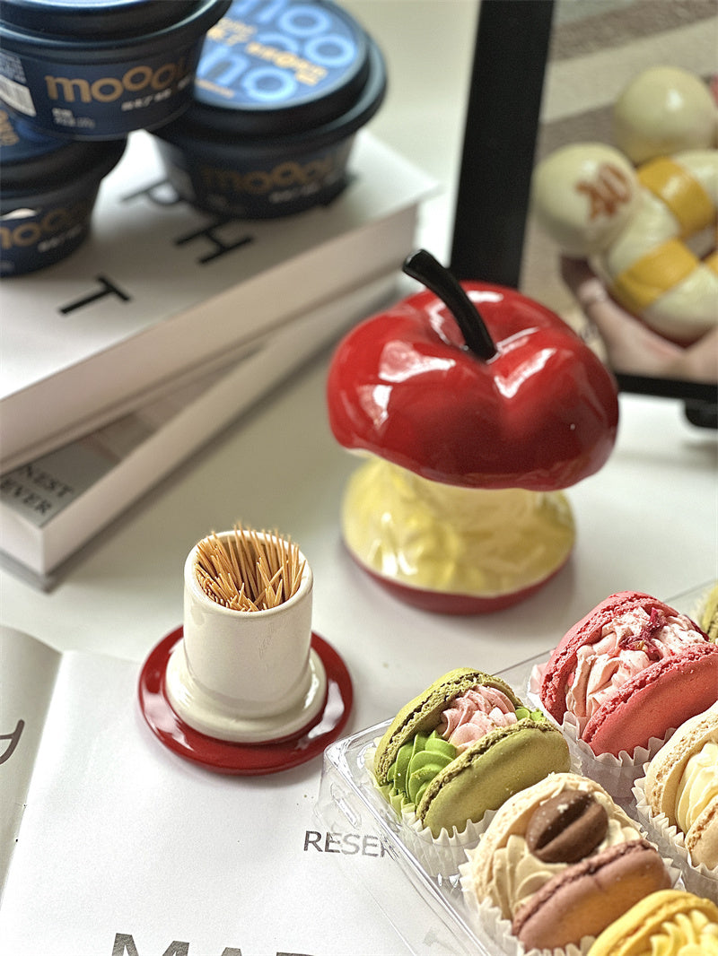 Playful Apple Core Toothpick & Cotton Bud Holder - A Fun Twist on Everyday Essentials